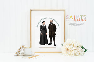 Saint Zelie & Louis Martin poster print. St. Zelie and Louis Wall Art Gift. Serve God First. Prayer Poster. Catholic Poster.