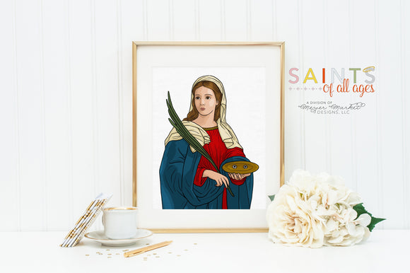 Saint Lucy prayer print. Saint Lucy Wall Art Poster. Nursery Prayer Print. Catholic Poster. Baptism Gift. Saint Lucy Portrait Print.