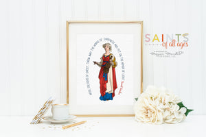Saint Cecilia prayer print. Saint Cecilia Wall Art Poster. Nursery Prayer Print. Catholic Poster. Baptism Gift. Arise, soldiers of Christ