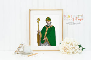 Saint Patrick poster print. St. Patrick Wall Art Poster. First Communion. Patrick Portrait. Prayer Poster. Catholic Poster. Baptism Gift.