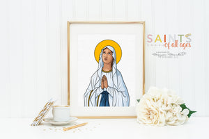Our Lady of Lourdes poster print. Our Lady of Lourdes Wall Art. First Communion. Prayer Poster Catholic Print. Baptism. I do not promise you