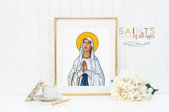 Our Lady of Lourdes poster print. Our Lady of Lourdes Wall Art. First Communion. Prayer Poster Catholic Print. Baptism. I do not promise you