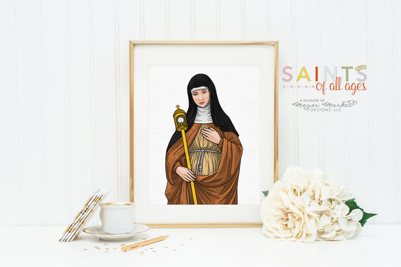 Saint Clare of Assisi poster print. St. Clare Wall Art Poster. First Communion. Kids Room. Prayer Poster. Catholic Poster. Baptism Gift