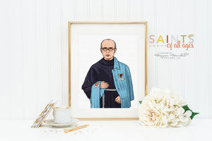 Saint Maximilian Kolbe poster print. St. Maximilian Portrait Print. First Communion. Prayer Poster. Catholic Poster. Baptism Gift