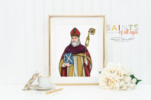 St Augustine poster print. St Augustine Wall Art Poster. First Communion. Augustine of Hippo Portrait Print. Catholic Saint Poster.