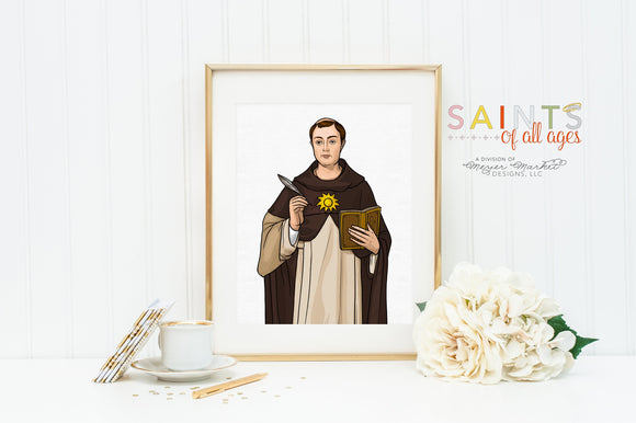 St Thomas Aquinas poster print. Saint Thomas Wall Art. First Communion. Saint Thomas Portrait. Catholic Gift. Thomas Aquinas gift.