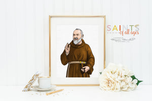 Saint Pio poster print. St. Pio Wall Art Poster. First Communion. Saint Pio Portrait Poster. Catholic Poster. Baptism Gift. Padre Pio