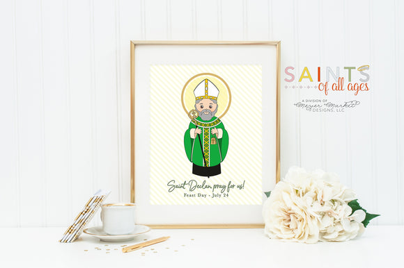 Saint Declan poster print. Saint Declan Wall Art Poster. First Communion. Saint Declan Poster. Catholic Gift. Baptism Gift.