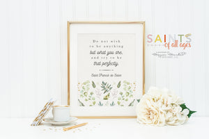 St Francis de Sales poster print. Saint Francis de Sales Poster. First Communion. Do not wish to be anything but. Catholic Gift. Baptism.