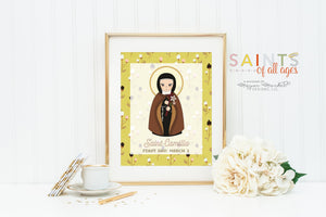 Saint Camilla prayer print. Saint Camilla Wall Art Poster. Nursery Art. Kids Room Print. Prayer Print Poster. Catholic Poster. Baptism Gift.