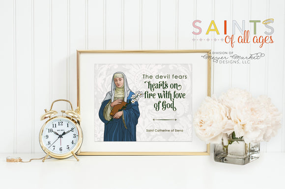 Saint Catherine of Siena poster print. St Catherine Wall Art Poster. First Communion. Prayer Poster. Catholic Poster. The devil fears hearts