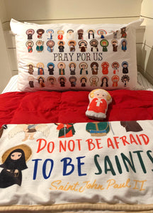 Oversized Ultra Soft Catholic Prayer pillow case. Baptism Gift. Pray for Us Pillow. Catholic Quote Pillow. First Communion Gift Saint pillow