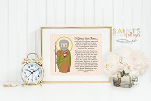 Saint Thomas the Apostle poster print. Saint Thomas Wall Art. First Communion. Kids Room Prayer Poster. Baptism Gift. Oh Glorious St Thomas