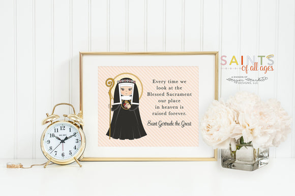 Saint Gertrude the great prayer print. St Gertrude Wall Art Poster. Nursery Prayer Print. Catholic Poster. Baptism Gift. Blessed Sacrament