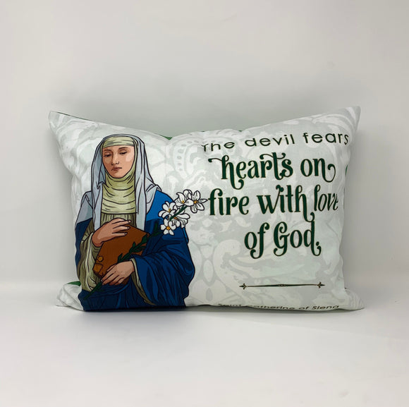 St Catherine of Siena prayer pillow. Saint Catherine pillow. The devil fears hearts. Baptism Gift. St. Catherine Gift. First Communion Gift.