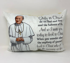 JPII pillow. Saint Pope John Paul II pillow. John Paul II Only in Christ pillow. Christian pillow. Catholic Gift. Baptism Gift.