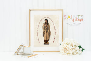 Saint Kateri poster print. St. Kateri Tekakwitha Wall Art Poster. First Communion. Be assured that you are. Catholic Gift. Baptism Gift.