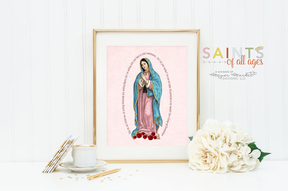 Our Lady of Guadalupe poster print. Our Lady of Guadalupe Wall Art. First Communion. Prayer Poster Catholic Print. Baptism. Hear me my