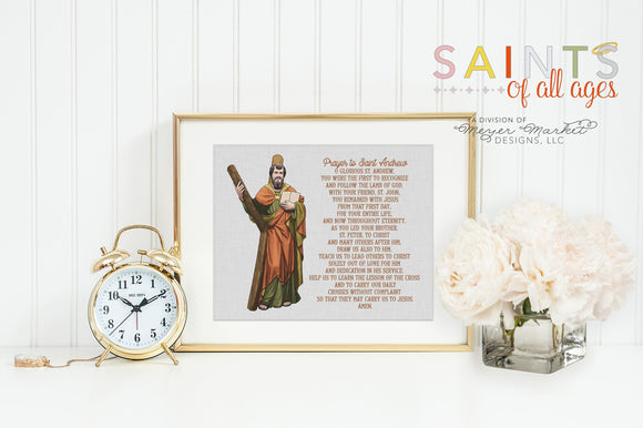 St Andrew poster print. Saint Andrew Wall Art Poster. First Communion. St Andrew Prayer Poster. Catholic Gift. Baptism Gift.