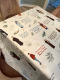 Saint quotes pattern Water resistant tablecloth. Saints Prayer Blanket. ~70” x 126” Catholic Saint Quote Tablecloth. Baptism Gift. Catholic.