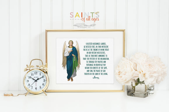 Saint Gabriel Prayer Print poster. St Gabriel Poster. Saint Gabriel Kids Print. Archangel Prayer Poster. Saint Gabriel print