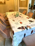 Saint quotes pattern Water resistant tablecloth. Saints Prayer Blanket. ~70” x 126” Catholic Saint Quote Tablecloth. Baptism Gift. Catholic.