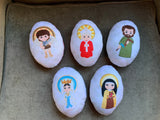Catholic Saint baby rattle set. Saint Gift. Easter Gift. Baptism. Catholic Baby Gift. Lourdes rattle. Michael rattle, Joseph rattle. Therese