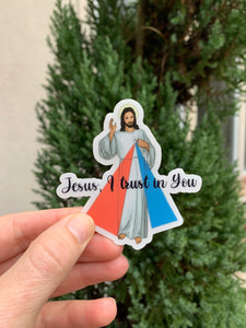 Divine Mercy 3" Vinyl Waterproof Saint Stickers. Kids Water bottle Saint Stickers. First Communion. Jesus I Trust in You Sticker Decal