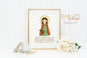 Saint Margaret of Antioch poster print. St Margaret Wall Art Poster. First Communion. Kids Room Prayer Poster. Catholic Poster. Baptism Gift