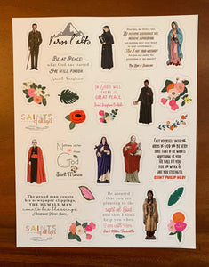 Set of 25 - 2" Vinyl Waterproof Saint Stickers. 8.5" x 10.5" Saint Water bottle Vinyl Sticker. Vinyl Decal Set. Saint Decals. Catholic Gift.