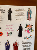 Set of 25 - 2" Vinyl Waterproof Saint Stickers. 8.5" x 10.5" Saint Water bottle Vinyl Sticker. Vinyl Decal Set. Saint Decals. Catholic Gift.