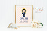 Saint Rita of Cascia prayer print. Saint Rita Wall Art Poster. Nursery Prayer Print. Catholic Poster. Baptism Gift. With God all things