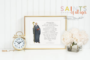 Saint Benedict prayer print. Saint Benedict Wall Art Poster. Nursery Prayer Print. Catholic Poster. Baptism Gift. Almighty God
