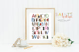 Saint ABC poster print. Catholic ABC Wall Art Poster. First Communion. JPII, Mother Teresa, Mary Poster. Catholic Prayer Poster. Kids Saints