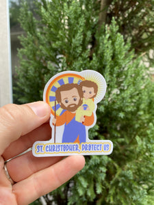 2.5" Vinyl Waterproof Saint Christopher Sticker. Saint Christopher Water bottle Saint Sticker. Catholic decal. St Christopher, protect us