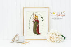 Saint Ursula poster print. Saint Ursula Wall Art. First Communion. Prayer Poster Catholic Print. Baptism. Every Daily act can be transformed