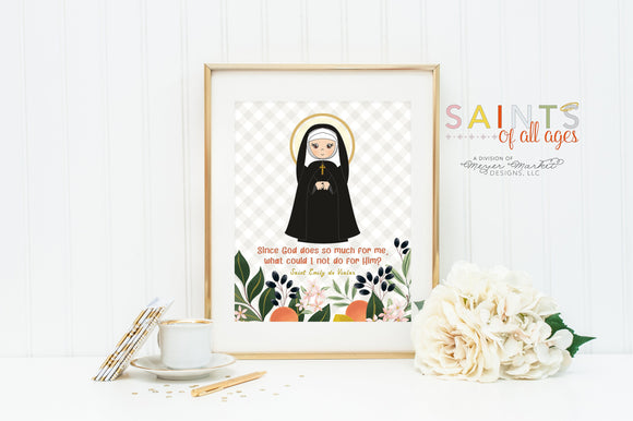 St Emily poster print. Saint Emily de Vialar Wall Art Poster. First Communion. Since God does so much for me Poster. Catholic Gift. Baptism
