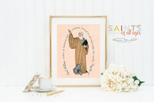 Saint William poster print. Saint William Wall Art Poster. Catholic Poster. Baptism gift. First Communion Gift. Prayer to St William.