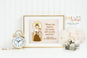 Our Lady of Mount Carmel print. Mary Wall Art Poster. Nursery Art. Kids Prayer Print Poster. Catholic Poster. Baptism Gift. Scapular print.