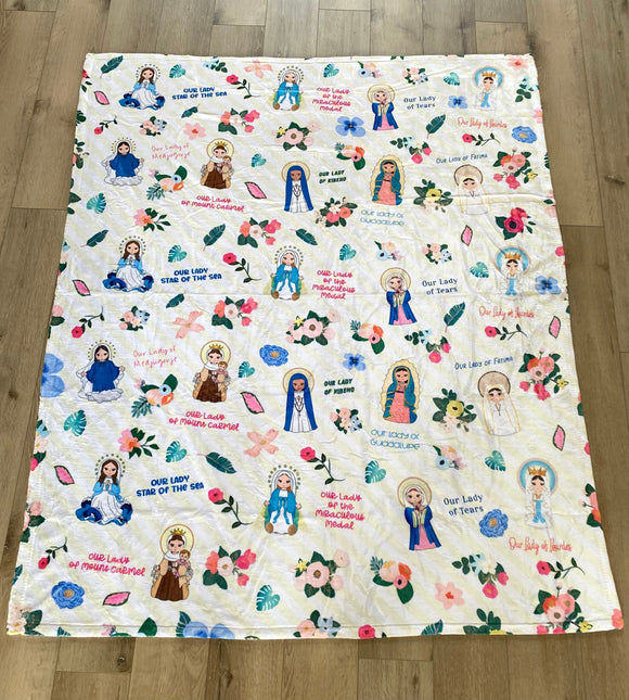 Catholic Marian Ultra soft throw Blanket. Catholic Marian Prayer Blanket. 50 x 60