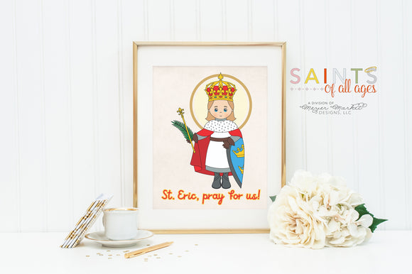 Saint Eric prayer print. Saint Eric Wall Art Poster. Nursery Prayer Print. Catholic Poster. Baptism Gift. Saint Eric Gift.