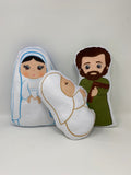 Set of 3 Holy Family Stuffed Dolls. Joseph, Mary and Baby Jesus Gift. Christmas Gift. Baptism. Catholic Baby Gift. Stuffed Nativity.