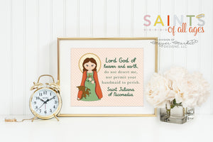 Saint Juliana Nicomedia poster print. St Juliana Nicomedia Wall Art. First Communion. Kids Room Prayer Poster. Catholic Poster. Baptism