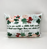 C.S. Lewis pillow. Once in our World, a stable had something in it Pillow. Christian Gift. First Communion Gift. CS Lewis Pillow Gift.