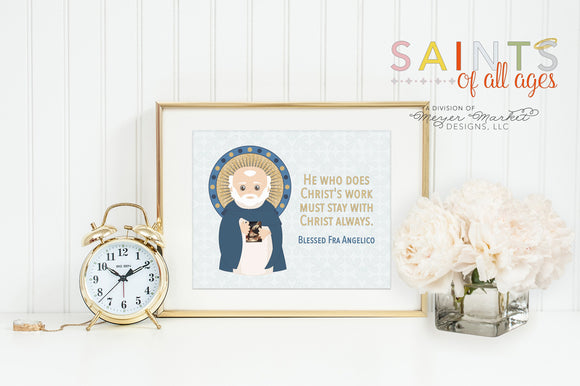 Blessed Fra Angelico poster print. Fra Angelico Wall Art Poster. First Communion. Kids Room Print. Prayer Poster. Catholic Poster. Baptism
