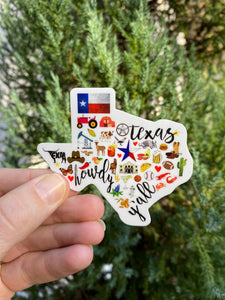 3" Vinyl Waterproof State of Texas Sticker. Texas Water bottle Stickers. Texas decal. Texas Vinyl Decal Gift.